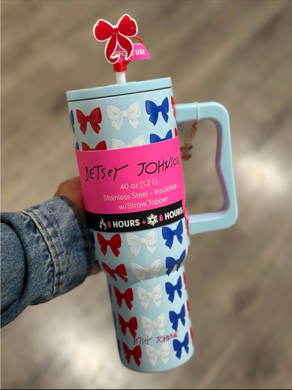 New Betsey Johnson 4th of July 40oz Tumbler With Charms